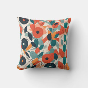 Bold Bauhaus Florals: Vibrant Geometric Design Cushion