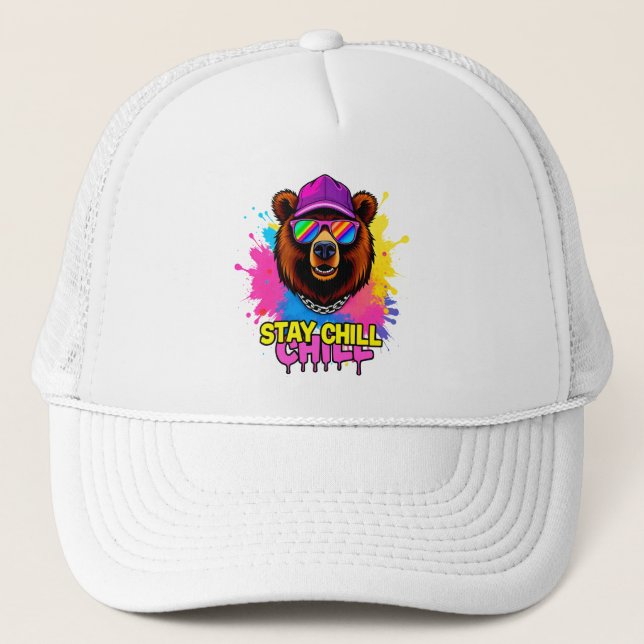 Bold Bear Illustration with Inspirational Slogan Trucker Hat (Front)