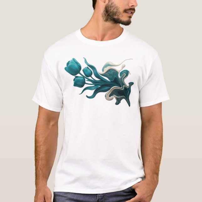 Bold & Beautiful ABSTRACT FLOWER Art Composition T-Shirt (Front)