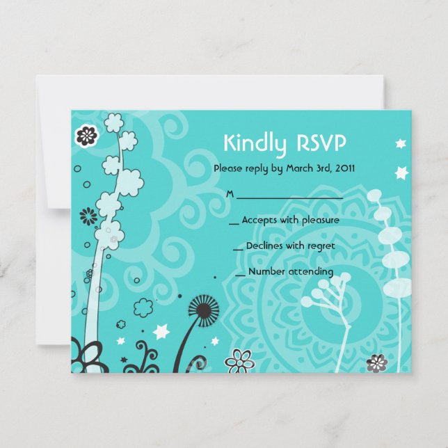 BOLD & BEAUTIFUL FLORAL Bat Mitzvah Reply Card (Front)