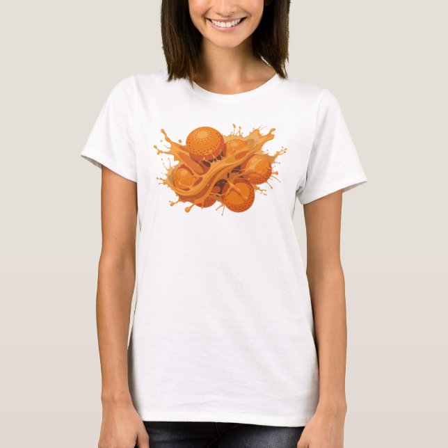 Bold & Beautiful Orange Abstract Oranges T-Shirt (Front)