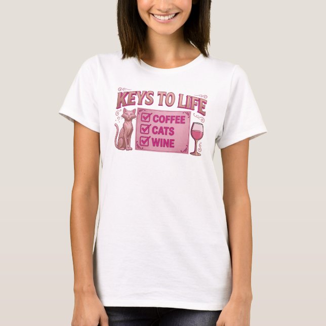 Bold & Beautiful Pink COFFEE THEN WINE T-Shirt (Front)