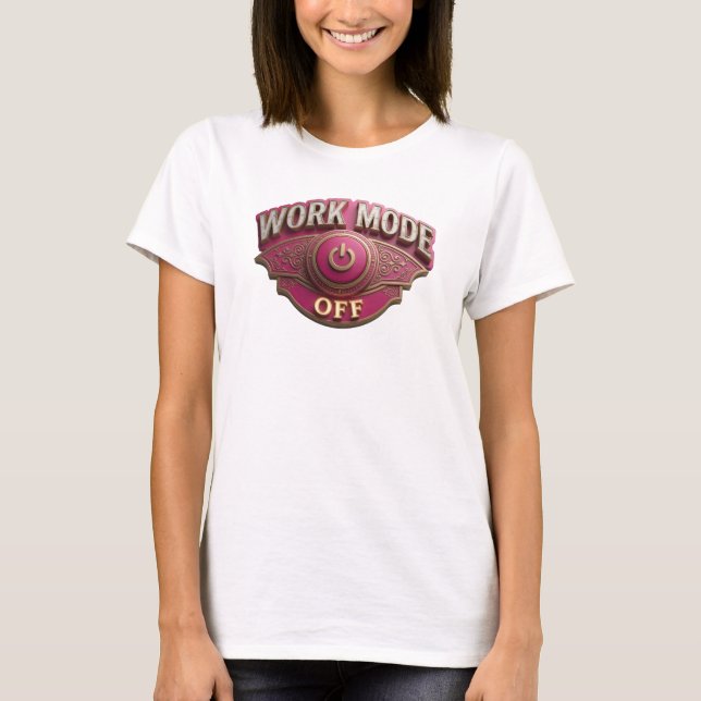 Bold & Beautiful Red WORK MODE OFF Art Print T-Shirt (Front)