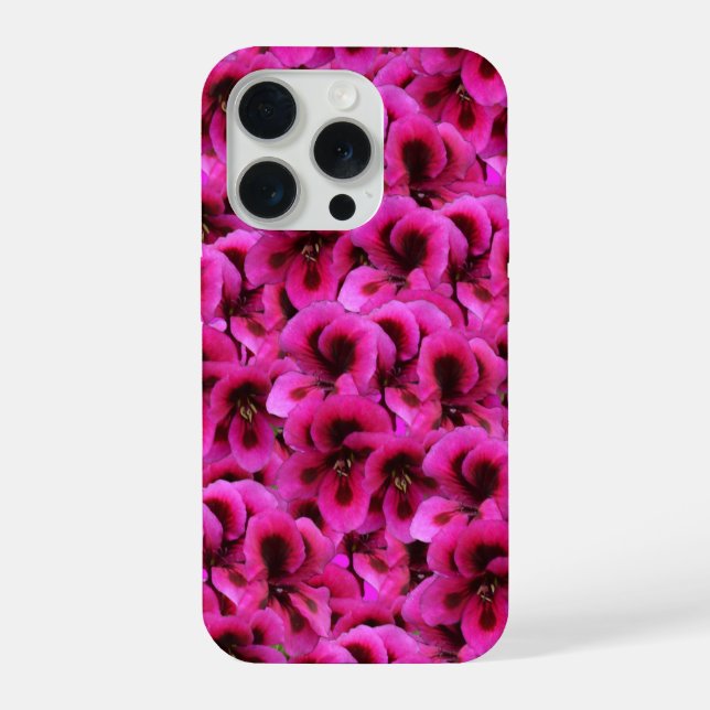 "Bold Beauty: Tight Magenta Geranium Flowers iPhone Case (Back)