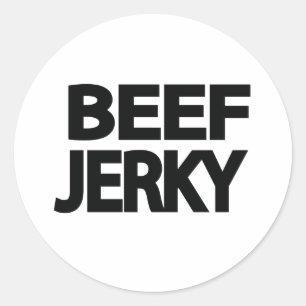 Bold Beef Jerky Typography Classic Round Sticker