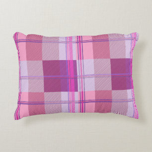 Bold Berry Magenta Plaid Aesthetic Decorative Cushion