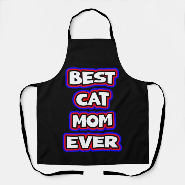 Bold Best Cat Mum Ever Fun Typography Apron (Front)