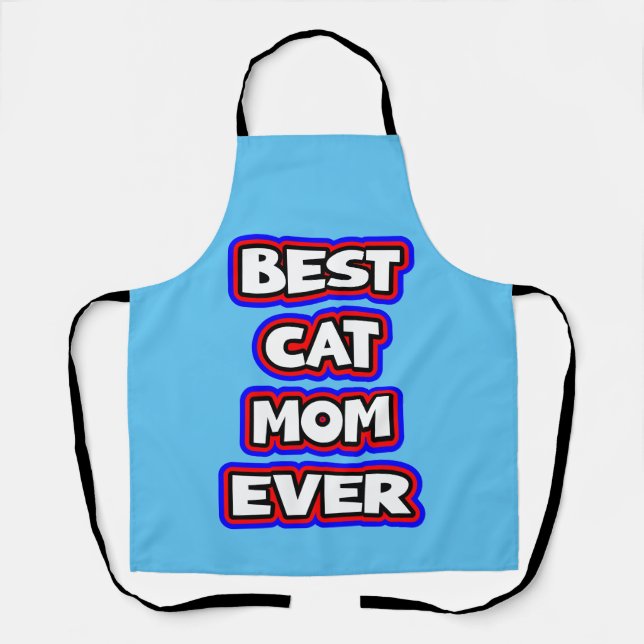 Bold Best Cat Mum Ever Fun Typography Apron (Front)