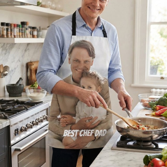 Bold Best Chef Dad Custom Photo Apron (Creator Uploaded)