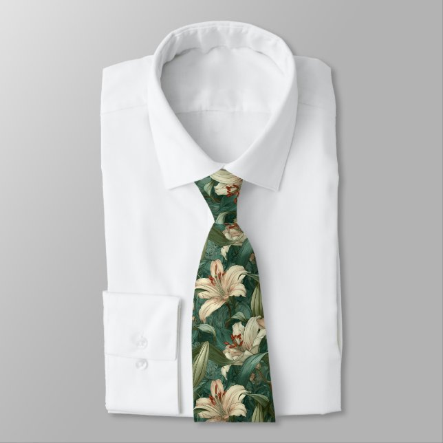 Bold Best Man Lilies Flower Tie (Tied)