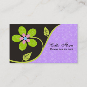 Bold big turquoise flower business cards template