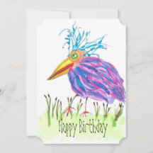 Bold Bird Watercolor Painting Flat Birthday Card 