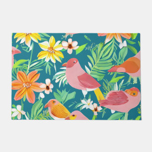 Bold Birds and Flower Pattern Doormat