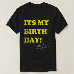 Bold Birthday Text Minimal Line Art T-Shirt