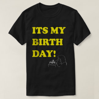 Bold Birthday Text Minimal Line Art T-Shirt