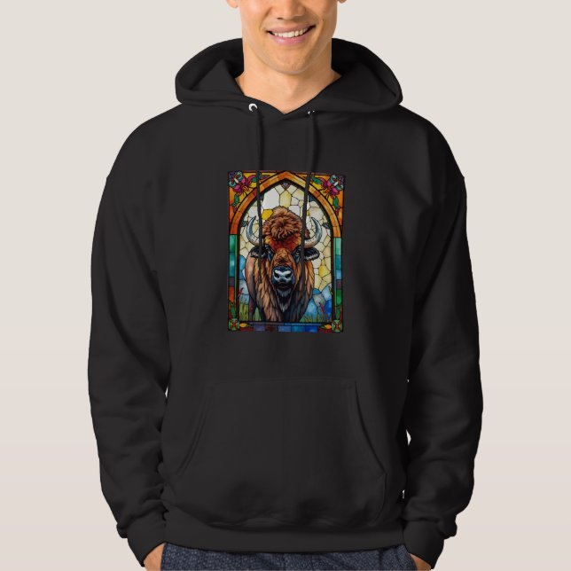  Bold Bison Buffalo Animal Nature Art  Hoodie (Front)