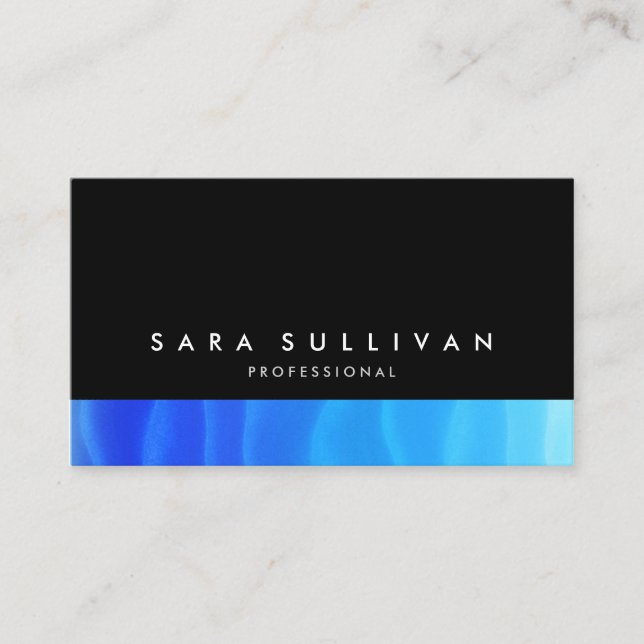 Bold Black Abstract Blue Gradients Business Card (Front)
