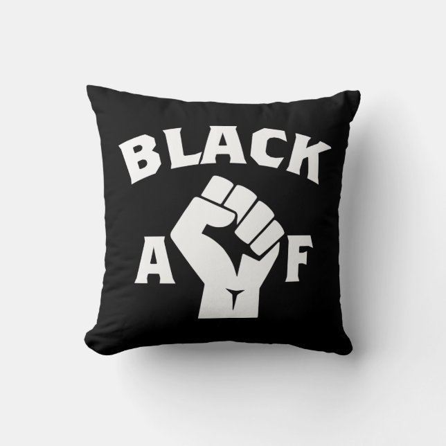 Bold Black AF Word Art Fist  Cushion (Front)