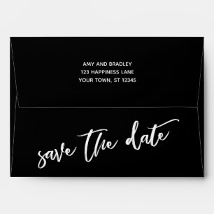 Bold Black and Casual Handwriting Save the Date Envelope