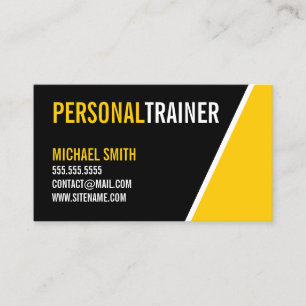 Bold Black and Custom Colour Personal Trainer Business Card