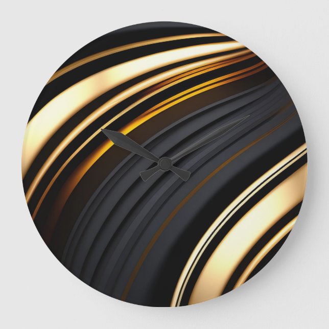 Bold black and gold abstract large clock (Front)