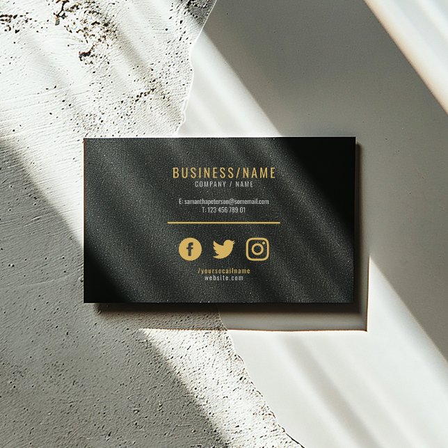 Bold black and gold social media professional business card (Creator Uploaded)