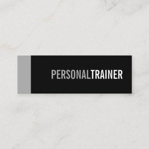 Bold Black and Grey Personal Trainer Mini Business Card