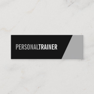 Bold Black and Grey Personal Trainer Mini Business Card