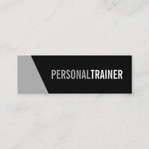 Bold Black and Grey Personal Trainer Mini Business Card