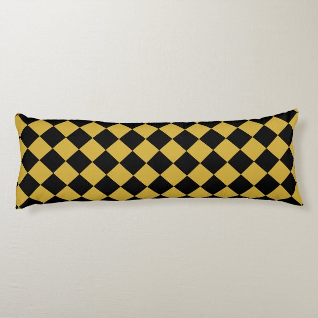 Bold Black and M Gold Chevron Pattern Classic Body Cushion (Back)