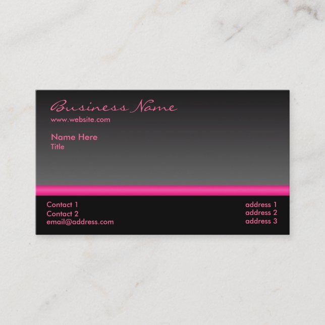 Bold Black and Pink business card (Front)