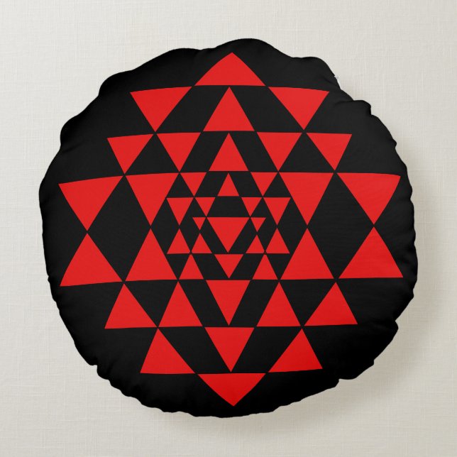 Bold Black and Red Sri Yantra Meditation Cushion (Back)
