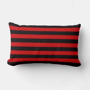 Bold Black and Red Stripes Pattern Lumbar Cushion