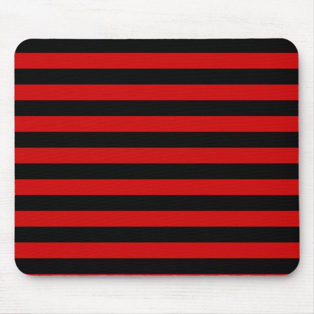 Bold Black and Red Stripes Pattern Mouse Pad (Front)
