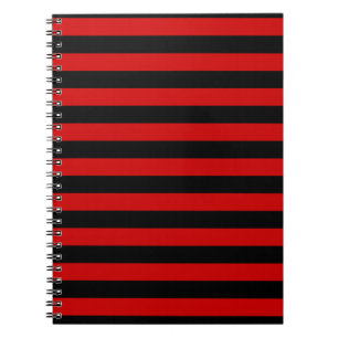 Bold Black and Red Stripes Pattern Spiral Notebook
