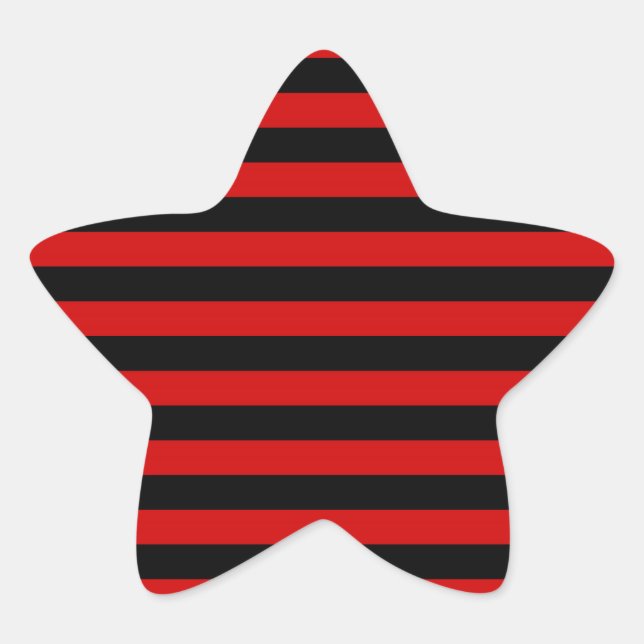 Bold Black and Red Stripes Pattern Star Sticker (Front)