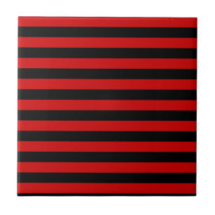 Bold Black and Red Stripes Pattern Tile