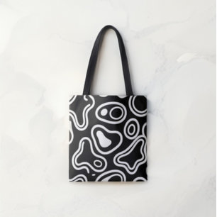 Bold Black and White Abstract Organic Shapes Patte Tote Bag