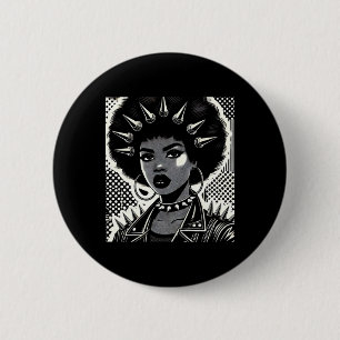 Bold Black And White Afro-punk Illustration Sticke 6 Cm Round Badge