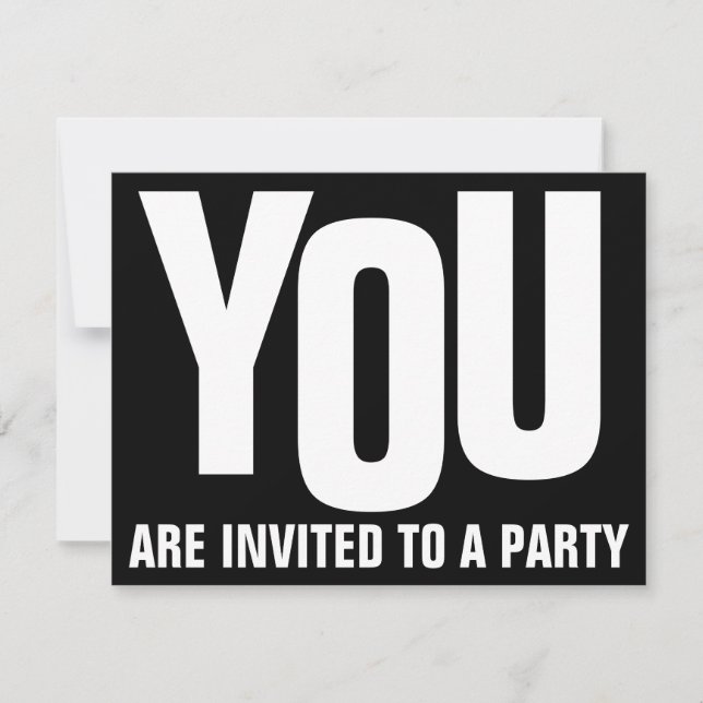 Bold Black and White Any Occasion PARTY Invitation (Front)
