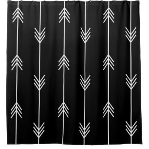 Bold Black and White Arrow Pattern Shower Curtain