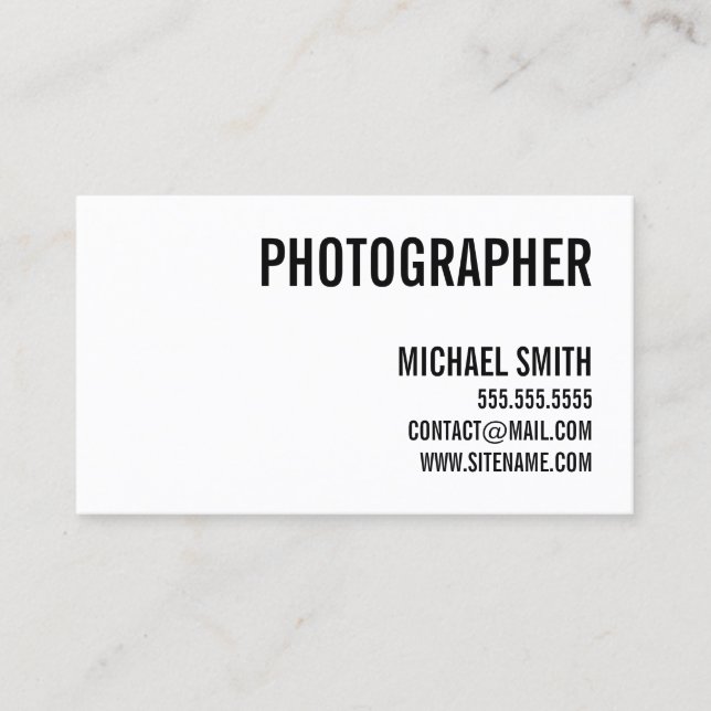 Bold Black and White Business Card (Front)