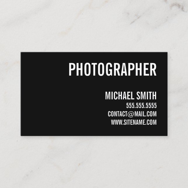 Bold Black and White Business Card (Front)