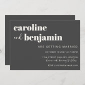 Bold Black and White Elegant Chic Modern Wedding Invitation (Front/Back)