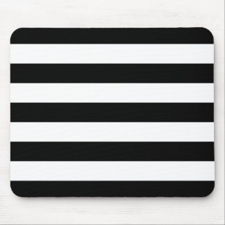 Bold Black And White Horizontal Stripes Mouse Pad