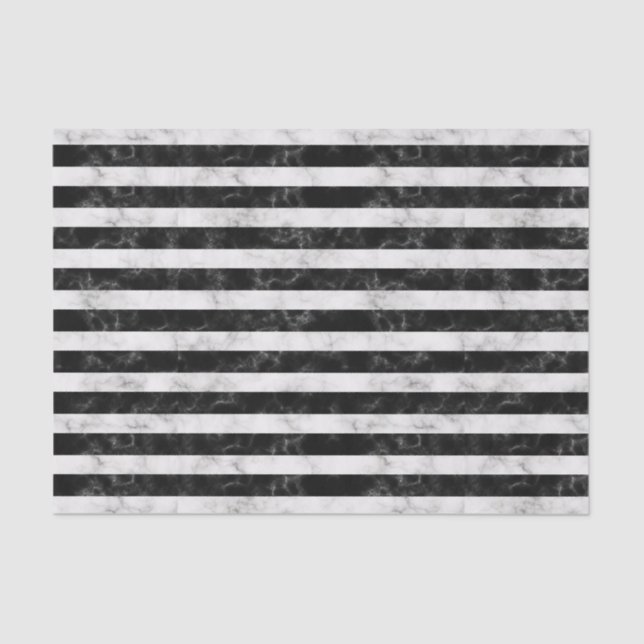 Bold Black and White Marble Stripes Tissue Paper (Front)