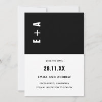 Bold Black and White Minimalist Initials Wedding I