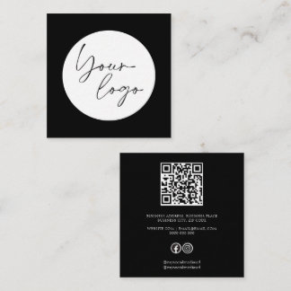 Bold Black and White Minimalist Square Business Card