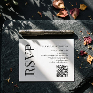 Bold Black and White Minimalist Wedding QR RSVP Card