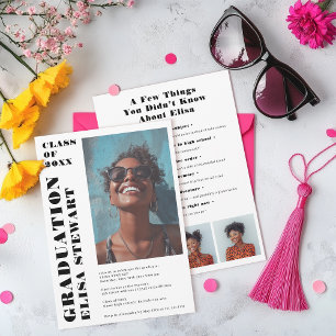 Bold Black and White Modern 4 photos Graduation Invitation